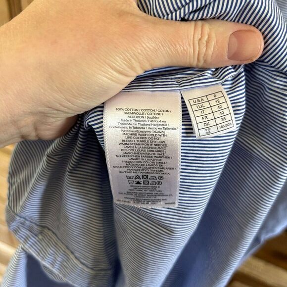 Brooks Brothers Red Fleece 6 Striped Button Front Dress Blue White Sleeveless - Picture 11 of 11